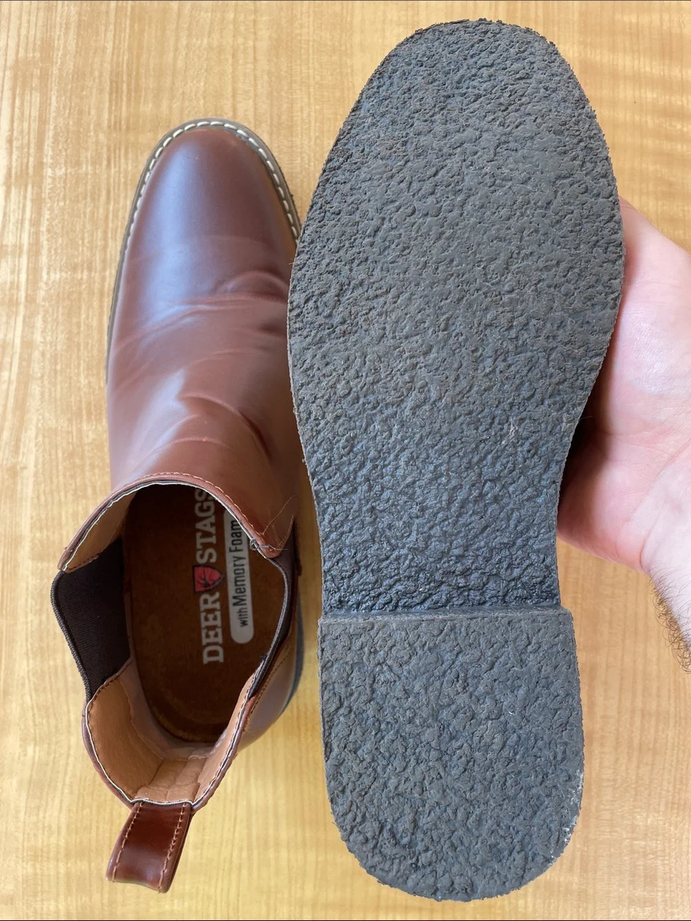 Deer Stags Men's Rockland Chukka Chelsea Boots Brown Size 8 Memory Foam